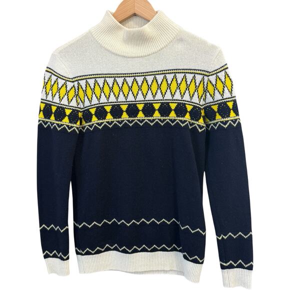 Maison Margiela Wool Blend Cream/Navy/Yellow Printed Sweater Size S - Picture 3 of 11